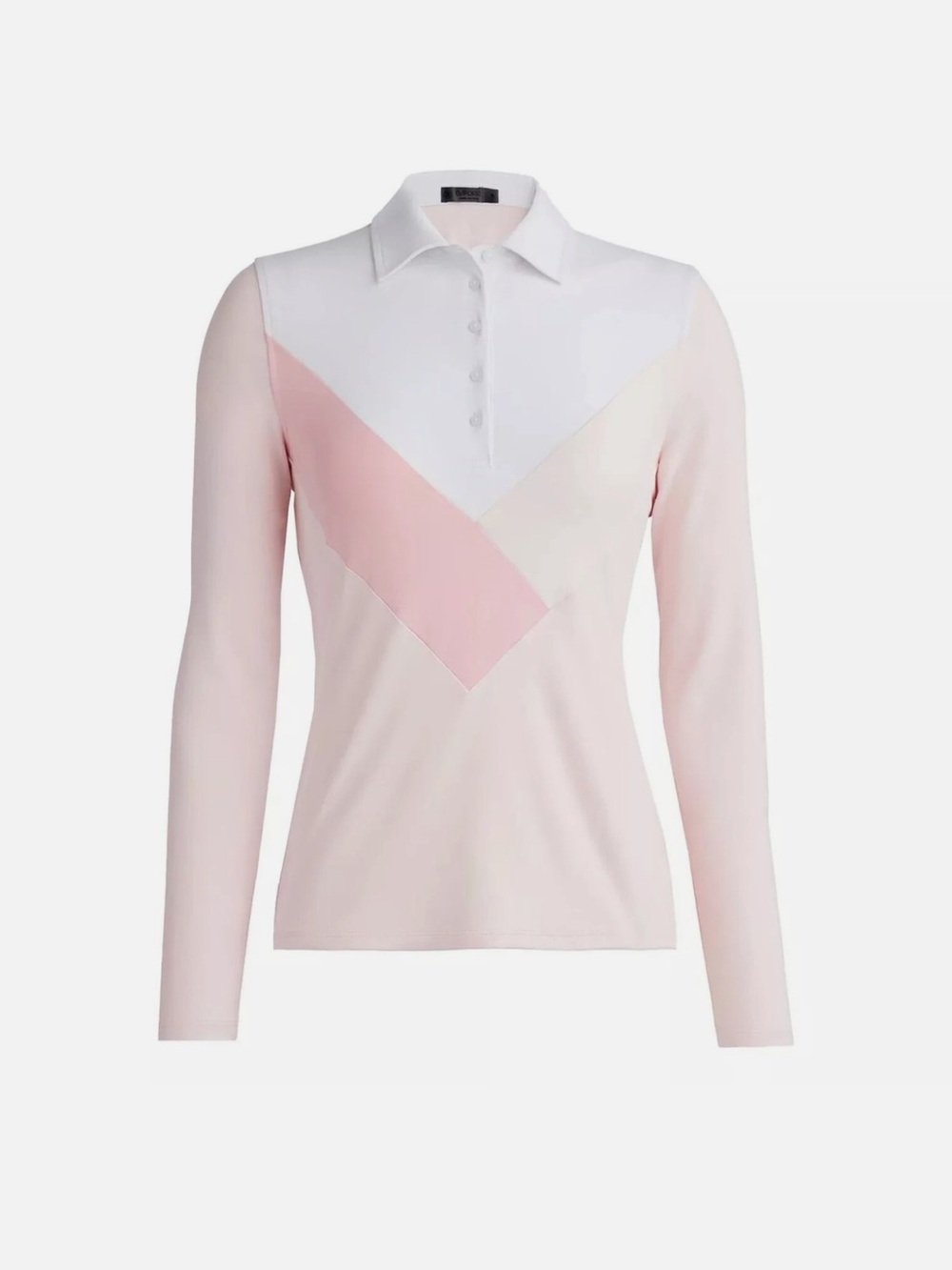 G/FORE Womens Multi V Tech Jersey Long Sleeve Polo Top in CAMEO (Pink).  Size XL